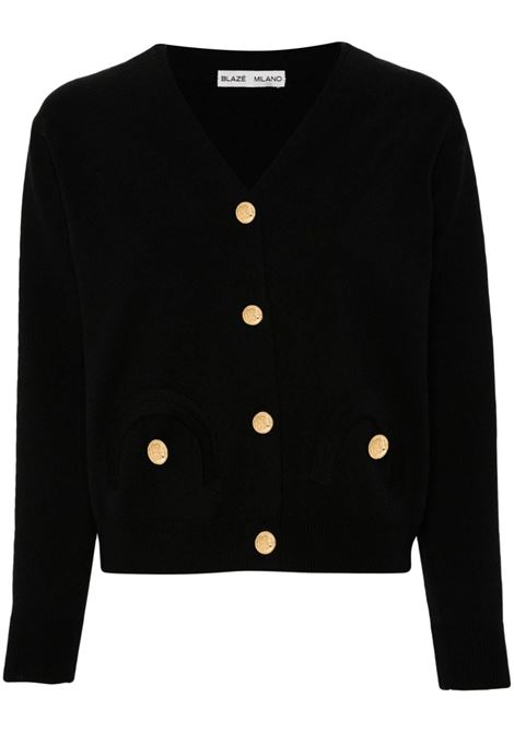 Black V-neck cardigan  BLAZÉ MILANO - women BLAZÉ MILANO | Sweaters | CGK01SEB0003